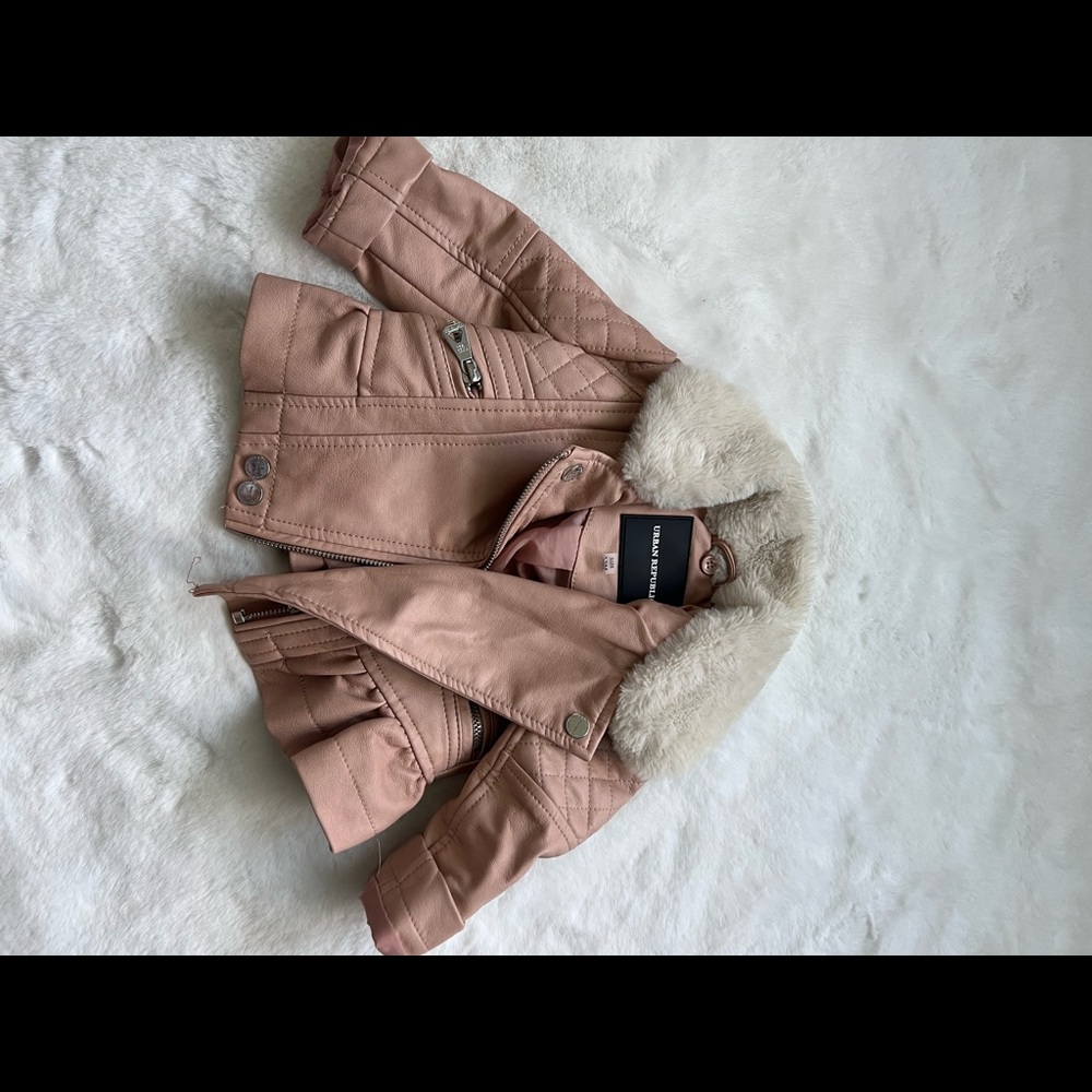 Urban Republic baby girls faux leather pink moto jacket 6-12 months